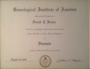Gemological Institute of America Certificate in Diamonds