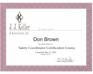 Certified Safety Coordinator 2003